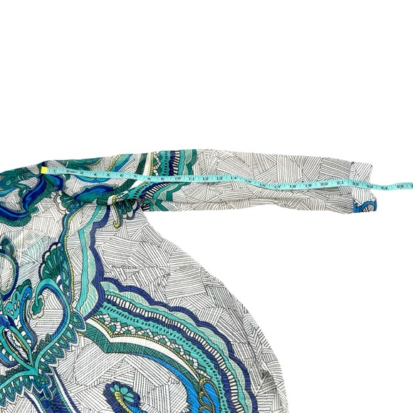 Chico’s Black Label Multicolor Geometric Print Semi Sheer Blouse Size 1 Small - Picture 8 of 11